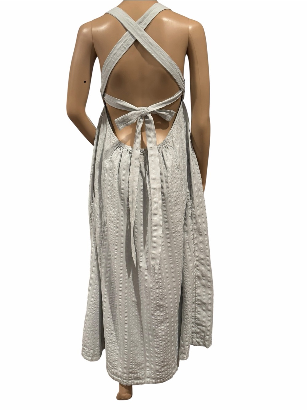 Free People FREE-EST BLUE GRAY POPPY MIDI DRESS Pleated Size M - Picture 5 of 12